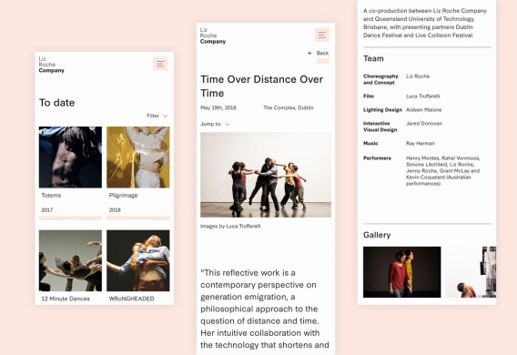 Contemporary Dance Company Website Design for Liz Roche Company Ireland by Path.ie