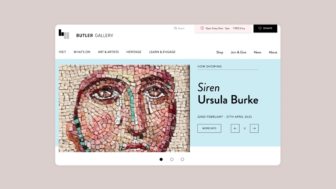 Butler Gallery Desktop Homepage
