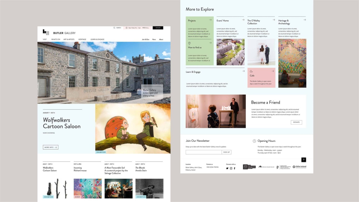 Website design for Butler Gallery Website by path.ie