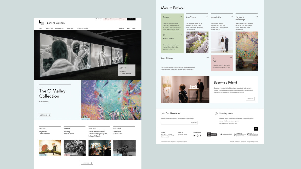 Website design for Butler Gallery Website by path.ie