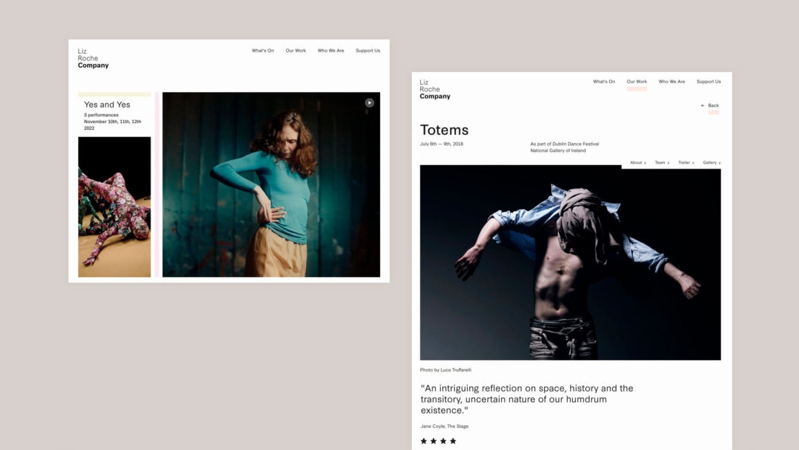 Website design for Liz Roche Contemporary Dance Company by Path.ie